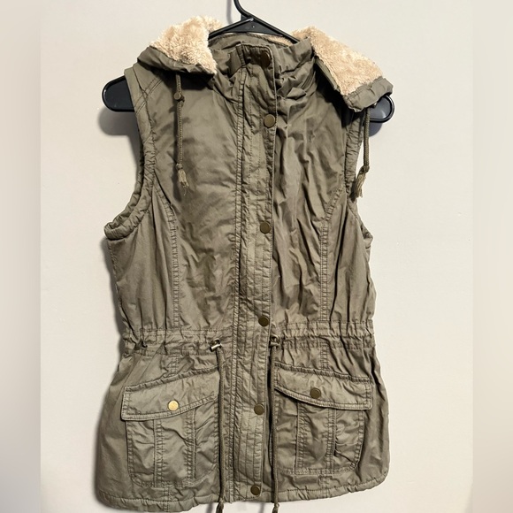 YMI Jackets & Blazers - YMI Olive Green Hooded Vest